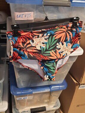 NEW TAG ! Bikini One Pieces Bottom High Waist Tropical Flowers Size L